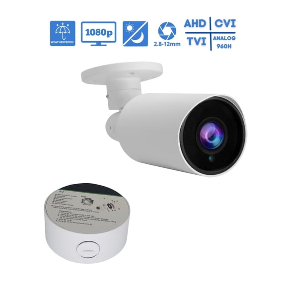 Evertech 1080P HD AHD TVI CVI Analog Indoor Outdoor Bullet Security Surveillance Cameras with Mounting Base Junction Box