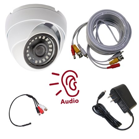 Evertech 1080P Hybrid AHD/TVI/CVI/Analog Indoor/Outdoor Dome Security Camera with 50 feet premade Cable 12V DC Power Adapter Set