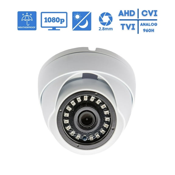 Evertech 1080p 4in1 TVI CVI AHD Analog Vandal Proof Night Vision IR Day Night Wide Angle CCTV Security Surveillance Dome Camera