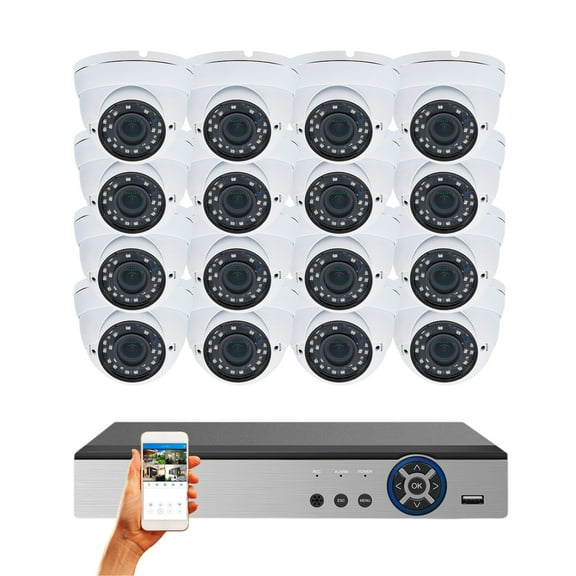 Evertech 16 Channel 1080P Outdoor Manual Zoom Dome Security Camera System with 2TB HDD