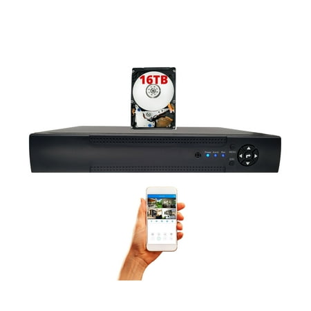 Evertech 16 Channel H.265 Security DVR with 16TB Hard Drive Surveillance Recorder Supports 1080p AHD TVI CVI and Analog (960H) Cameras, Easy Remote Access