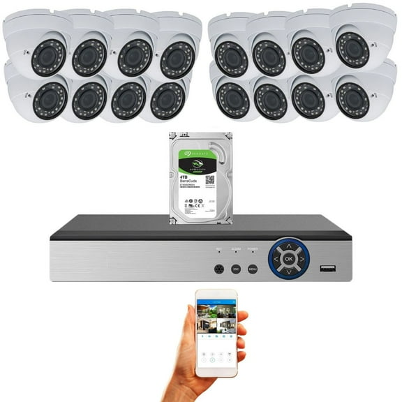 Evertech 16 Channel Security Camera System 4TB HDD (16) 1080P HD Outdoor Indoor Weatherproof CCTV Cameras