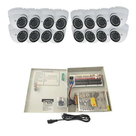 Evertech 16 High Resolution Dome Security Surveillance Cameras with 18 Port 10 A Power Supply