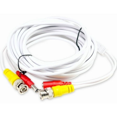 Evertech 25 Feet White Ready-made Video and Power CCTV BNC Cable for Security Camera Surveillance Systems