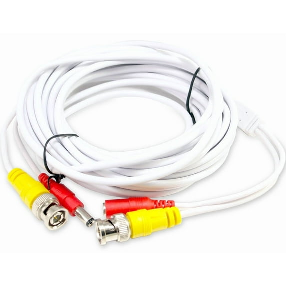 Evertech 25 Feet White Ready-made Video and Power CCTV BNC Cable for Security Camera Surveillance Systems