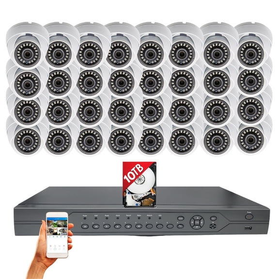 Evertech 32 Camera Surveillance System 1080p HD Security Cameras 10TB Hard Drive for Continuous Recording