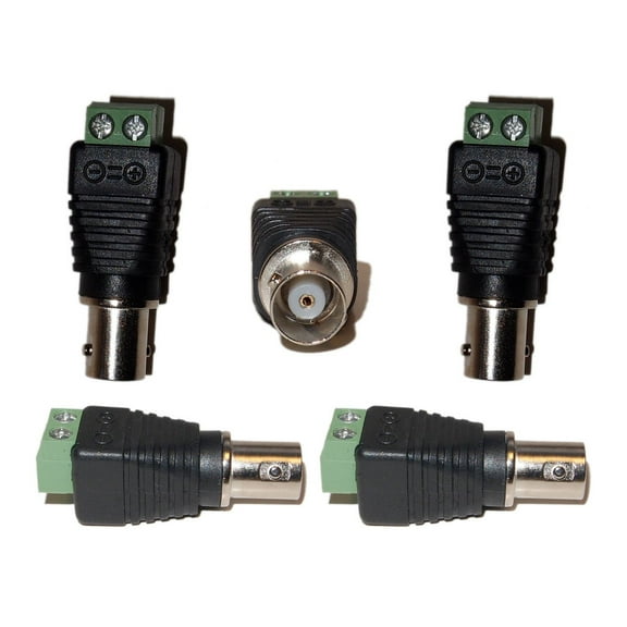 Evertech 5 pcs Cat5/6 to BNC Coaxial Connector Female Screw Terminal CCTV Security Camera