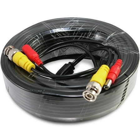 Evertech 50 Feet Black Color Ready-made Video and Power CCTV BNC Cable for Security Camera Surveillance Systems