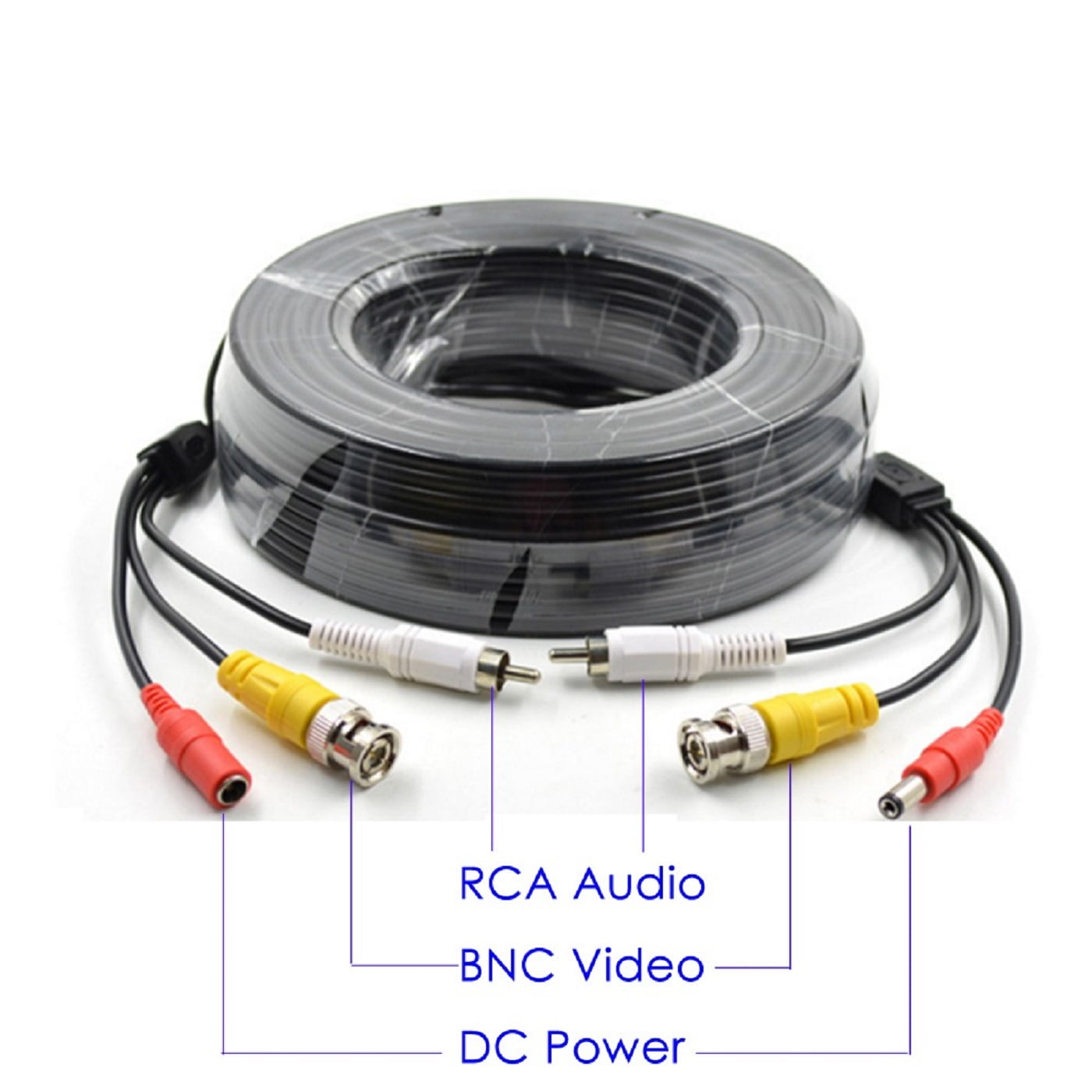Evertech 50 Feet Black Pre-Made BNC Cable with Video Audio & Power ...