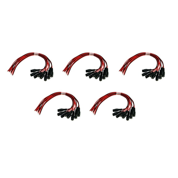 Evertech 50 Pcs 5.5 mm x 2.1 mm DC Female End Jack Power Cable With Lead End Pigtail for CCTV Security Camera