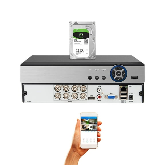 Evertech 8 Channel 1080P Digital Video Recorder 4TB HDD for AHD TVI CVI and Analog Security Cameras