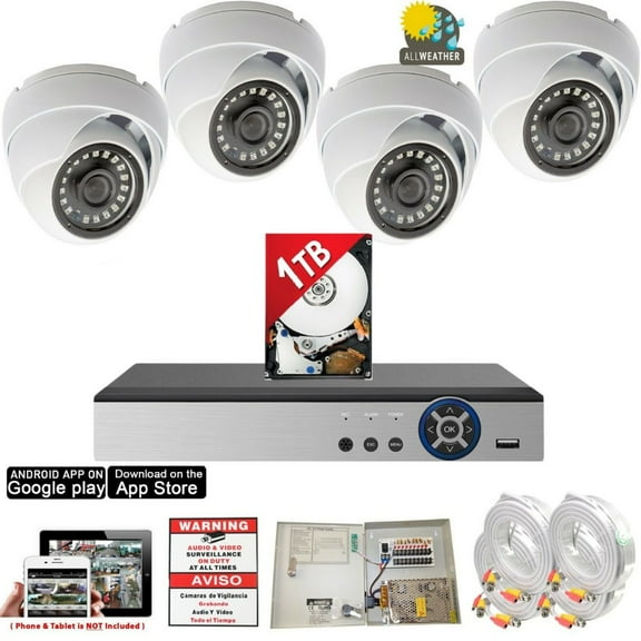 Evertech 8 Channel 1TB 1080P HD 4 Dome Camera CCTV Surveillance System