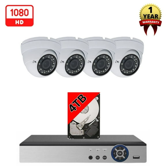 Evertech 8 Channel 4 Dome Camera Indoor Outdoor Security Surveillance System 4TB Hard Drive