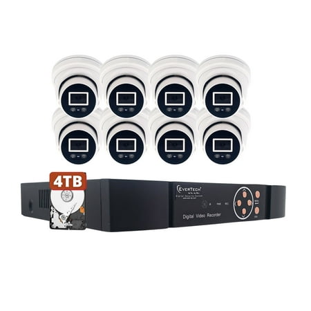 Evertech 8 Channel 4K 8MP IP PoE Surveillance Security Camera System with 4TB HDD and Built-in Microphone