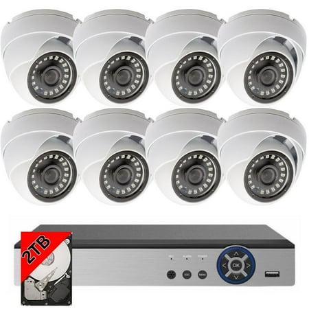 Evertech 8 Channel DVR w/ 8 pcs 1080P HD Night Vision Indoor Outdoor Home CCTV Security Camera Set w/ 2TB Hard Drive