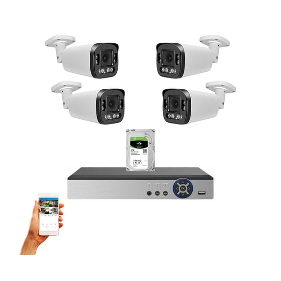Evertech 8 Channel Digital Video Recorder With 4 Bullet Security Cameras 1080P HD Outdoor Surveillance System 1TB Storage for Recording Playback Remote Viewing