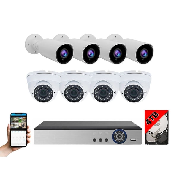 Evertech 8 Channel  HD 1080P Dome and Bullet Security Camera Complete Surveillance System 4TB Hard Drive for Recording
