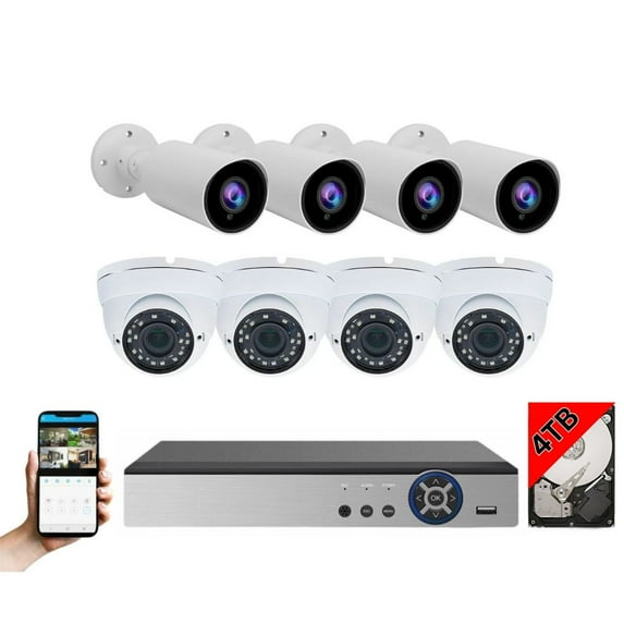 Evertech 8 Channel HD 1080P Dome and Bullet Security Camera Complete Surveillance System 4TB Hard Drive for Recording