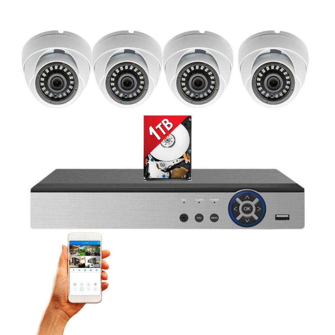 Evertech 8 Channel HD DVR w/ 4 pcs 4in1 AHD TVI CVI Analog 1080P Fixed ...
