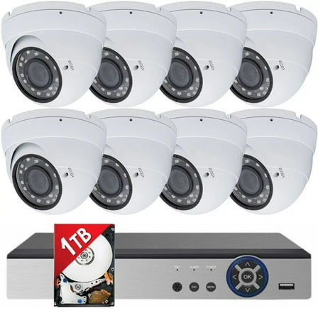 Evertech 8 Channel Indoor Outdoor HD Surveillance system with 1TB Hard Drive for Recording Remote Viewing Email Alert