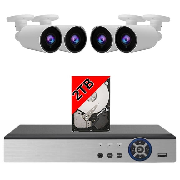 Evertech 8 Channel Surveillance Camera System with 2TB Recording Memory and 4X HD CCTV Bullet Security Cameras