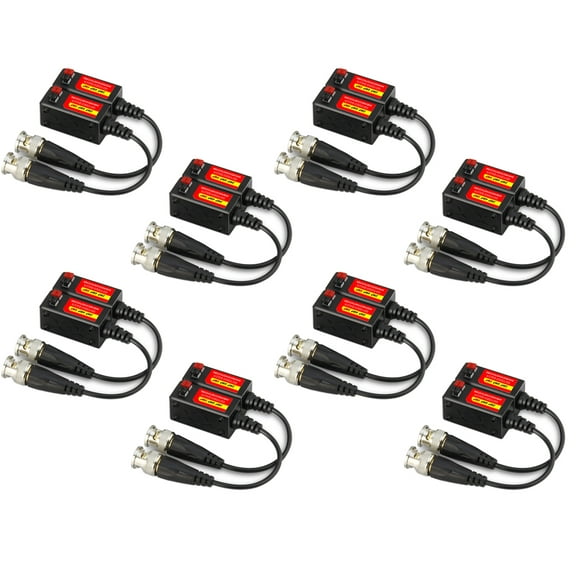 Evertech 8 Pairs (16 Pcs) Tool Less 5 Megapixel Passive Video Balun UTP Cat5 / Cat6 CCTV via Network Cabling