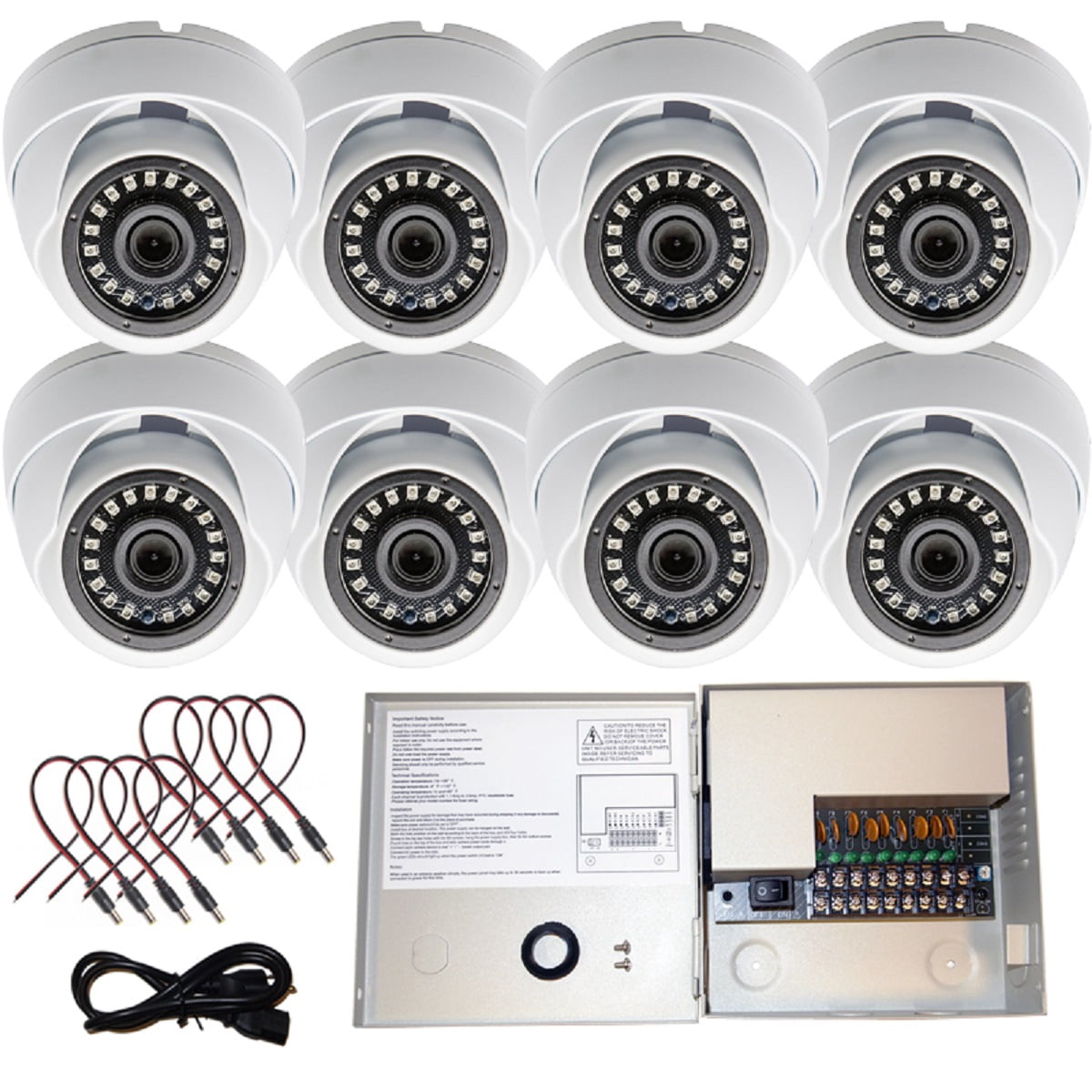 Evertech 8 Pcs 1080p HD Indoor Outdoor Dome Security Cameras with 9 ...