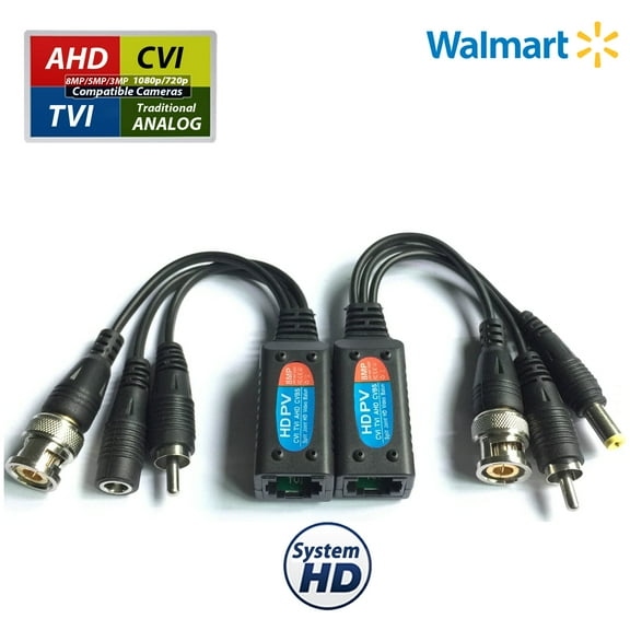 Evertech 8MP HD-CVI AHD TVI and Analog Passive Video Audio Power Balun Data Transmitter via UTP Cable