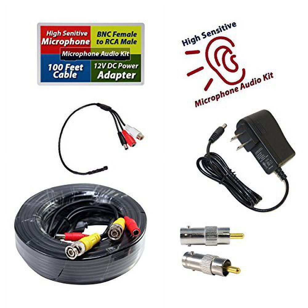 Evertech High Sensitive Preamp Microphone Audio Pickup Device Kit With 100 Feet Cable And 12V Dc Power Supply