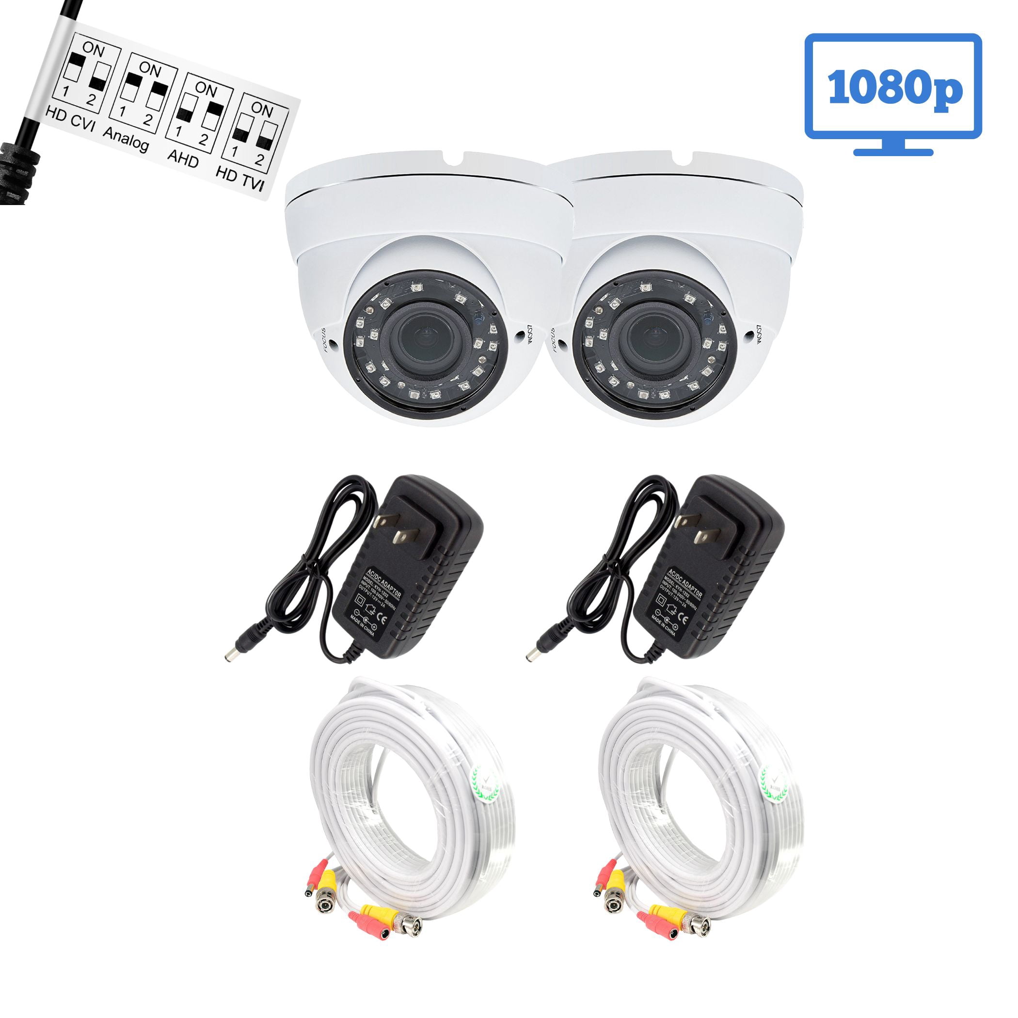 Evertech HD 1080p AHD TVI CVI Analog Indoor Outdoor Wide Angle Dome ...