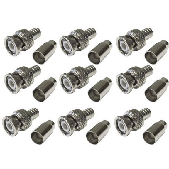 Evertech Professional RG59 BNC Male Crimp-on Connector Coax Cable Adapter for Security Camera 40pcs