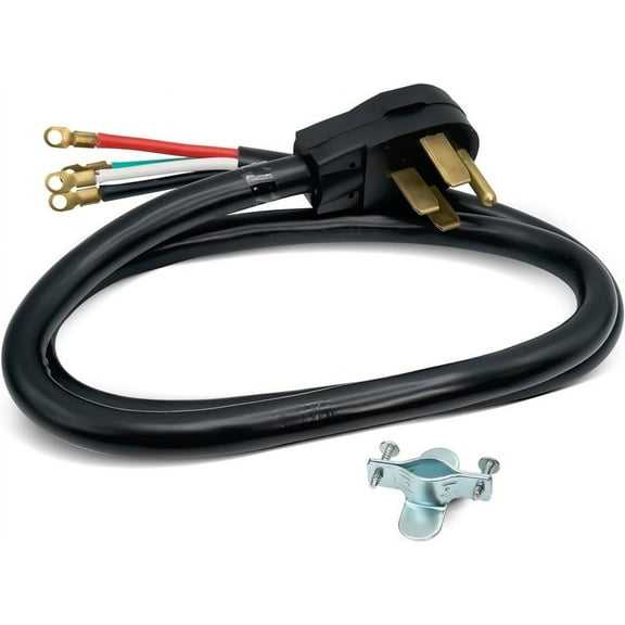 EvertechPRO 49696 4 Prong Power Cord for Electric Kitchen Range with Open End Connectors and Copper Wire - 50 Amp Power Cord for Electric Range - 60” Black