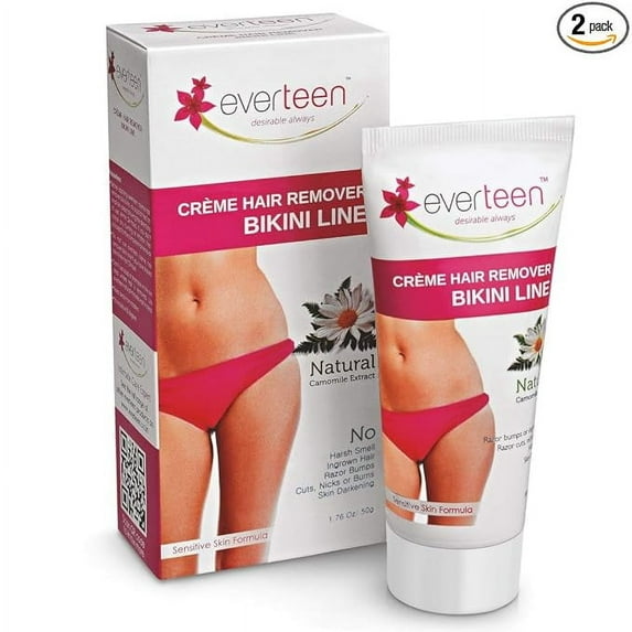 Everteen NATURAL Hair Removal Cream with Chamomile for Bikini Line & Underarms in Women and Girls | No Harsh Smell, No Skin Darkening, No Rashes | 1 Packs 50 g