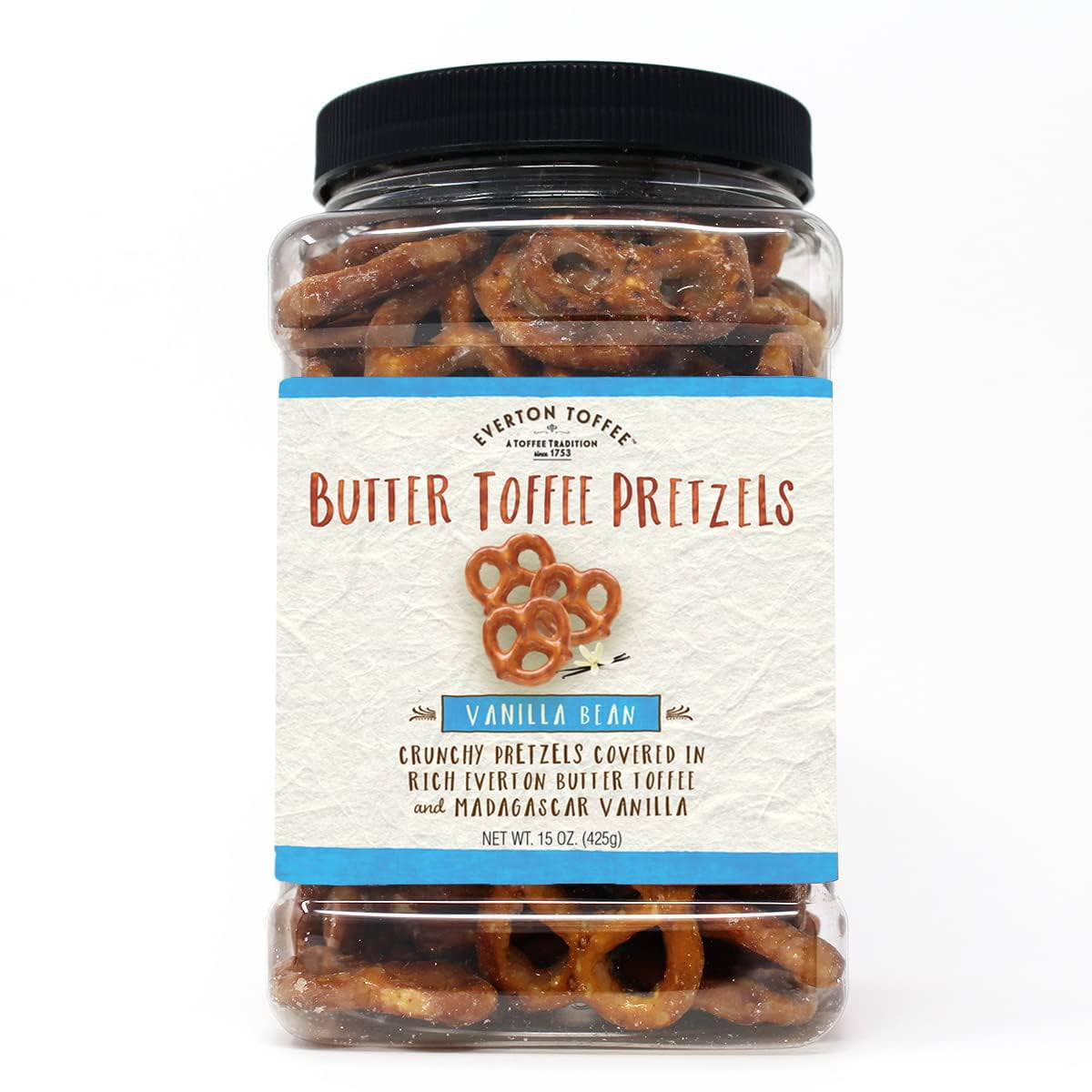 Everton Bean Butter CM31 Toffee Pretzels: Gourmet Artisan Bean Butter Toffee Covered Pretzels, made in small batches for that Rich Small Batch Butter Toffee Confection. 15oz Gourmet Grab Jar
