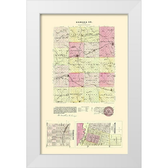 Everts 10x14 White Modern Wood Framed Museum Art Print Titled - Nemeha Kansas - Everts 1887
