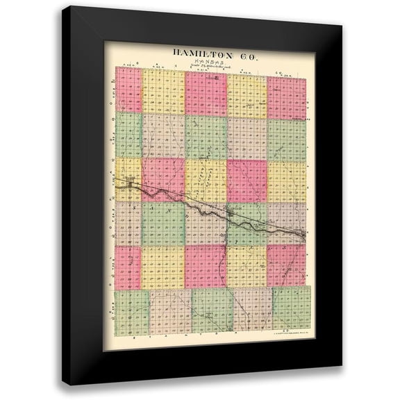 Everts 11x14 Black Modern Framed Museum Art Print Titled - Hamilton Kansas - Everts 1887