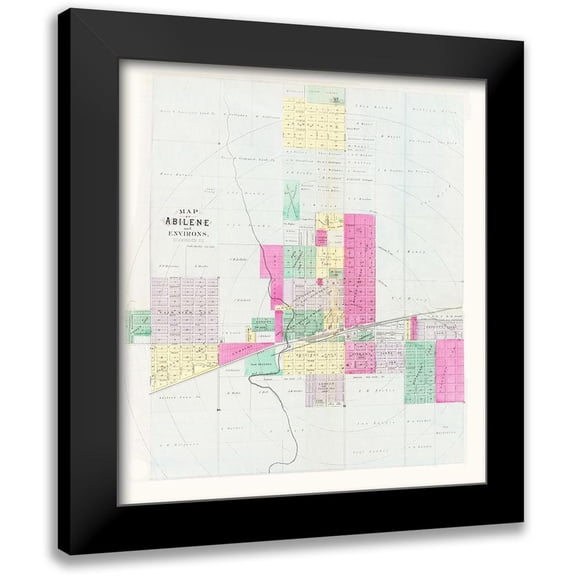 Everts 12x13 Black Modern Framed Museum Art Print Titled - Abilene Kansas - Everts 1887
