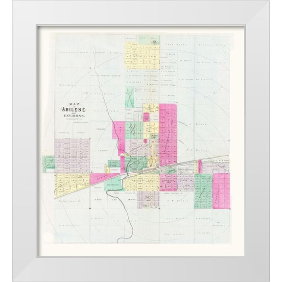 Everts 12x13 White Modern Wood Framed Museum Art Print Titled - Abilene Kansas - Everts 1887