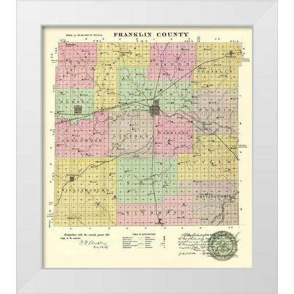 Everts 12x13 White Modern Wood Framed Museum Art Print Titled - Franklin Kansas - Everts 1887