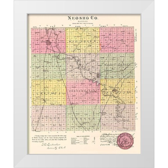 Everts 12x14 White Modern Wood Framed Museum Art Print Titled - Neosho Kansas - Everts 1887