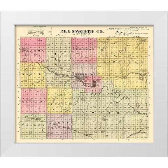 Everts 13x12 White Modern Wood Framed Museum Art Print Titled - Ellsworth Kansas - Everts 1887