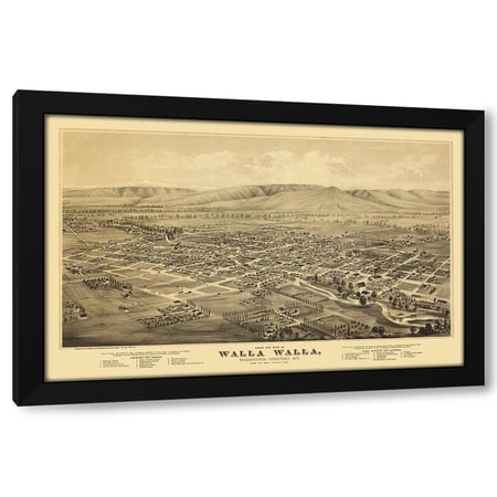 Everts 14x10 Black Modern Wood Framed Wall Art Titled - Walla Walla Washington - Everts 1876