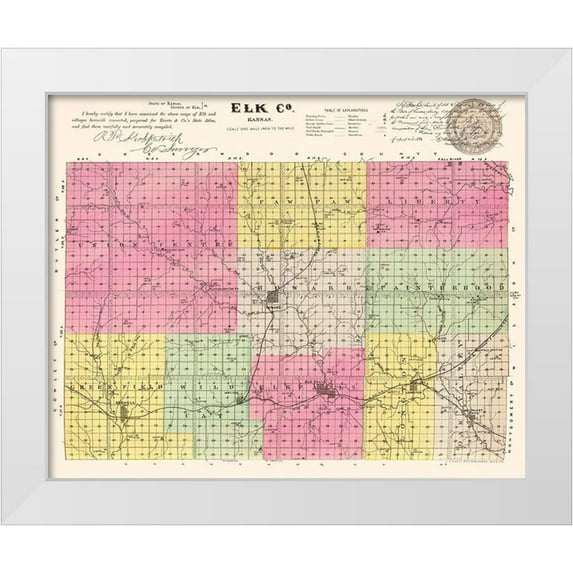 Everts 14x12 White Modern Wood Framed Museum Art Print Titled - Elk Kansas - Everts 1887