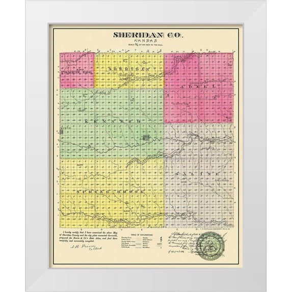 Everts 15x18 White Modern Wood Framed Museum Art Print Titled - Sheridan Kansas - Everts 1886