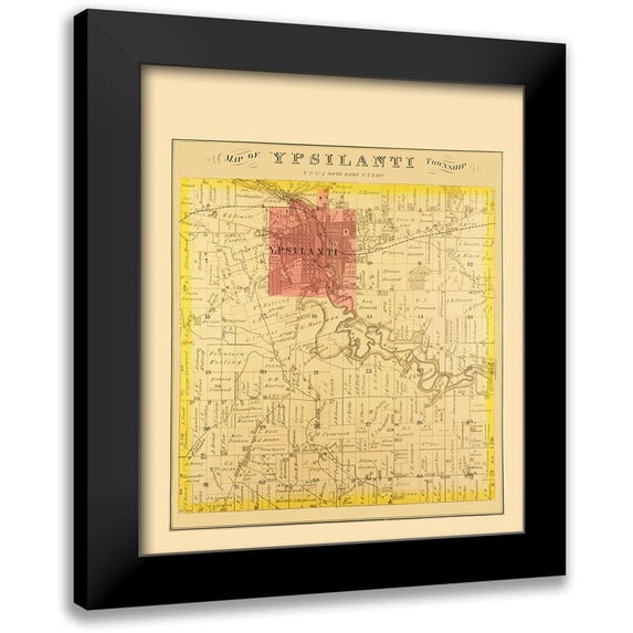 Everts 20x23 Black Modern Framed Museum Art Print Titled - Ypsilanti Michigan Landowner - Everts 1874