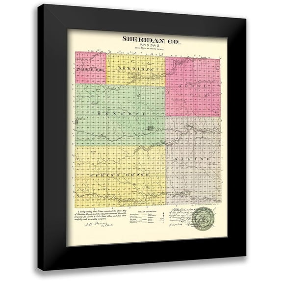 Everts 20x24 Black Modern Framed Museum Art Print Titled - Sheridan Kansas - Everts 1887