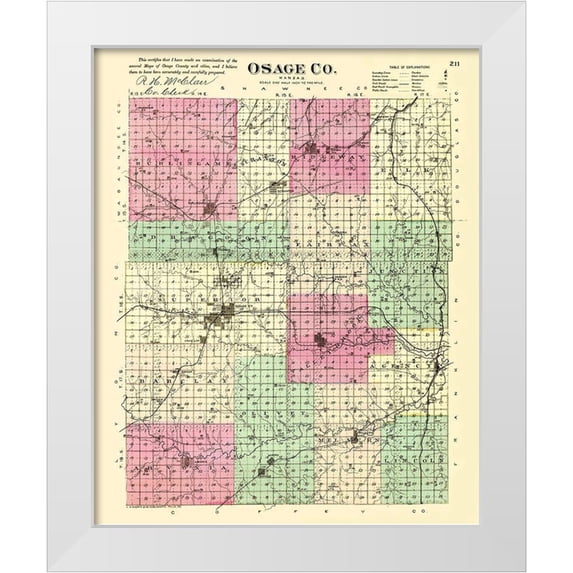 Everts 20x24 White Modern Wood Framed Museum Art Print Titled - Osage Kansas - Everts 1887
