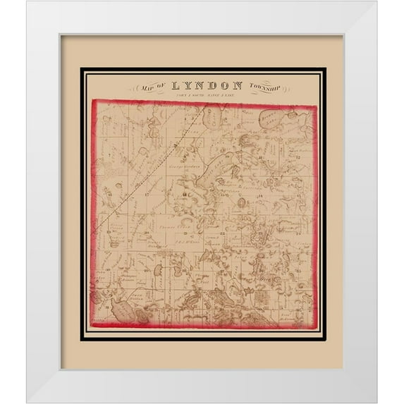 Everts 26x30 White Modern Wood Framed Museum Art Print Titled - Lyndon Michigan Landowner - Everts 1874