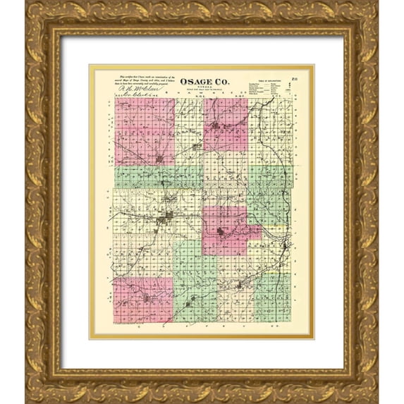 Everts 26x31 Gold Ornate Wood Framed with Double Matting Museum Art Print Titled - Osage Kansas - Everts 1887
