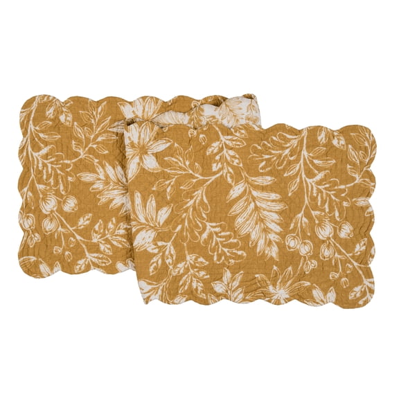Everview Gold Floral Quilted Table Runner 14" x 51"